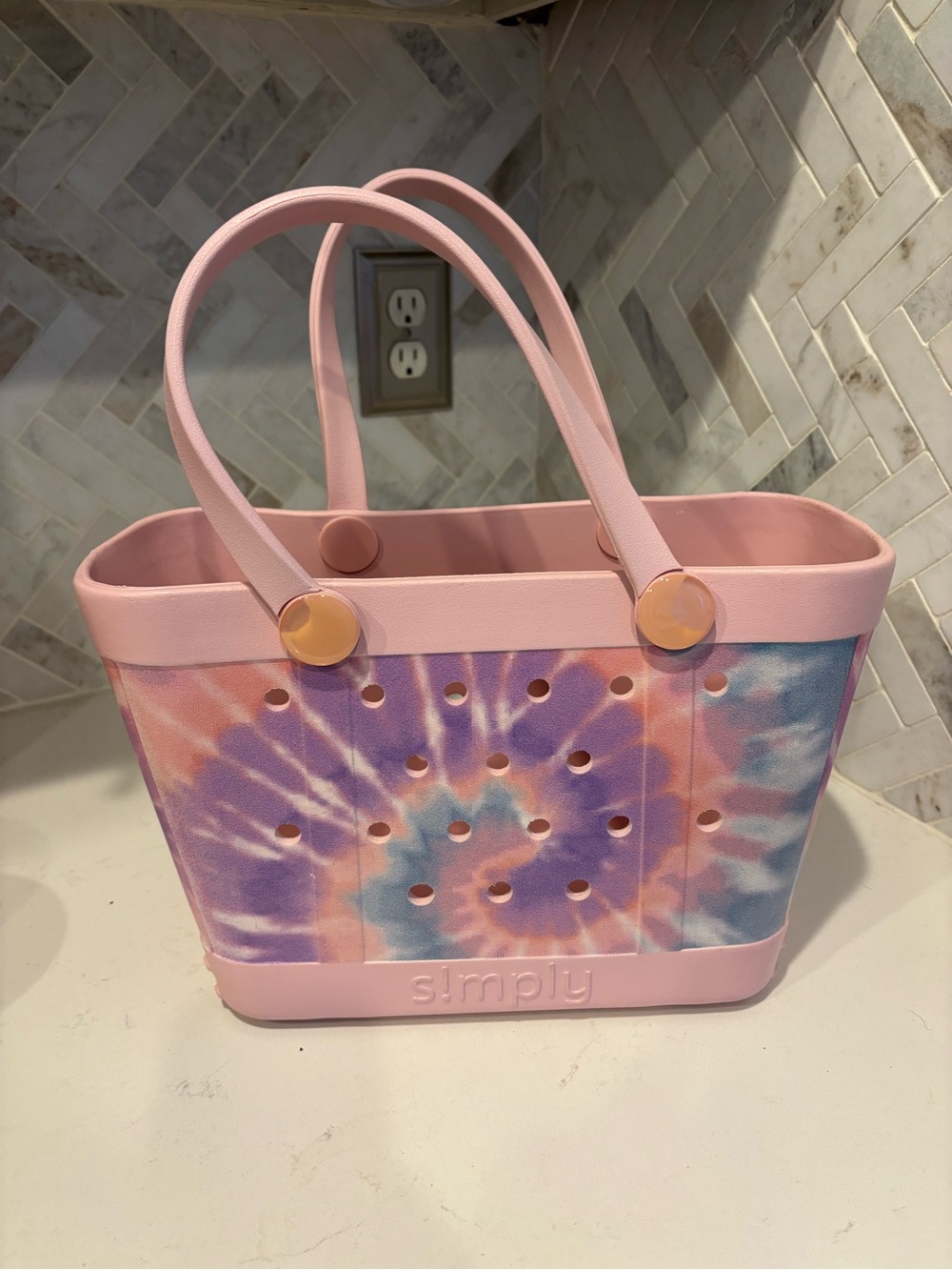 Simply Southern Pastel Tie-Dye Tote Bag - Pink